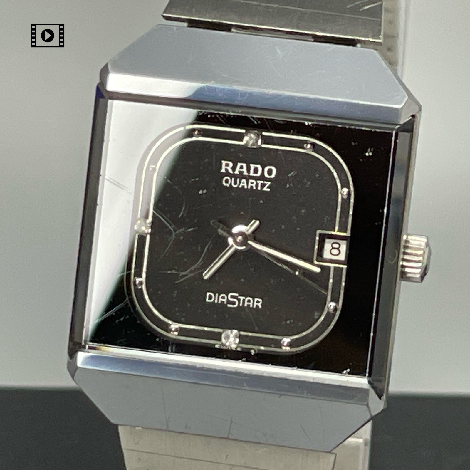 Vintage 80's  [Exc+4] RADO Diastar 111.0170.3 Qz Black Dial 24mm Women's Watch
