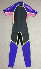 Vintage Retro 80’s Bare Long Full Wetsuit Size Medium Blue Yellow Pink Diving