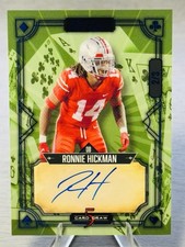 🔥🏈RONNIE HICKMAN 2024 Wild Card 5 Card Draw Green & Blue Foil Auto /3!🏈🔥