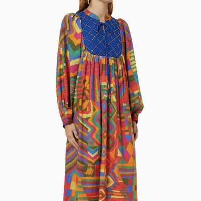 farm rio sleeveless embroidered patchwork midi dress Women's Wallis Embroidered Dress | Color: White/Silver main image 1