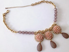 Vintage Signed LIA SOPHIA Gold Tone Rhinestone Glass Flower Dangle Chain — photo 2