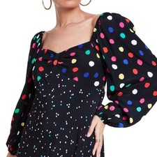 RIXO x target Black Dress with Colorful Polka Dots