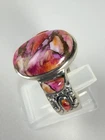 Vintage Sterling Silver Pink Jasper Statement Ring Size 10 Artisan#1173
