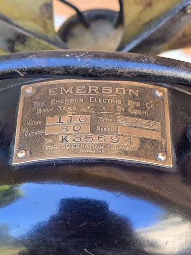 Antique Emerson Type 29646 3 Speed Oscillating Brass Blade Fan Vtg Old Works - Picture 2 of 14