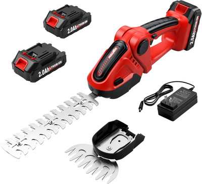 Cordless Hedge Trimmer & Grass Shears, 2-In-1 Electric Shrub Trimmer/Grass Trimm