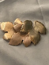 Vintage Tri Color Enamel Fall Maple Leaf Brooch Pin 2.75” W X  1.75” H