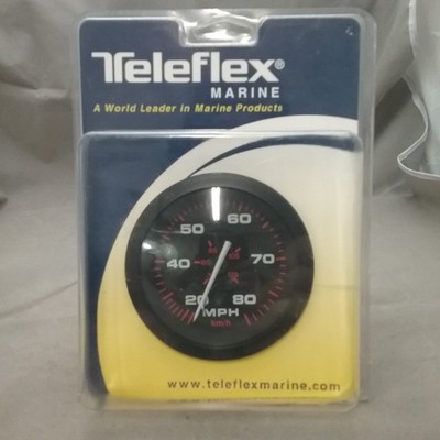 NEW TELEFLEX 57899PH SPEEDMETER 3 INCH 12V 20-80MPH BLACK BEZEL 2 INCH DEPTH