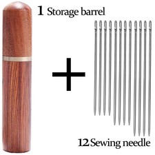 12-Pack Self-Threading Sewing Needles   Stainless Steel Darning Needles w/ Case