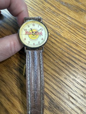 Hard Rock Cafe Myrtle Beach Quartz Wristwatch Brown Leather Band  As Is 