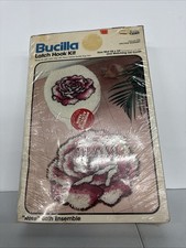 Bucilla Latch Hook Kit Rose bath ensemble rug  lid cover 13085
