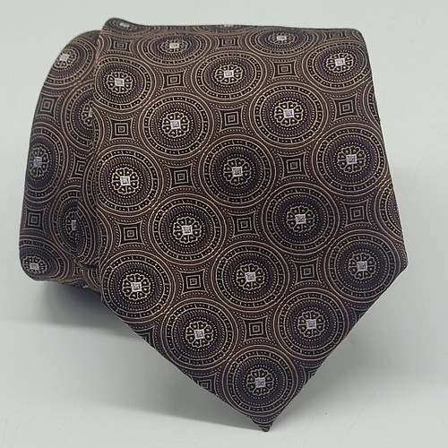 BRIONI BRAUN MIT BLAUEM AKZENT GEOMETRISCHE SEIDE LUXUS HERREN KRAWATTE KRAWATTE