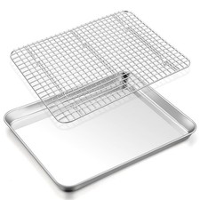 TeamFar Baking Sheet with Rack, 17.6 x 13 x 1 17.6'' x 13'' x 1'', Silver