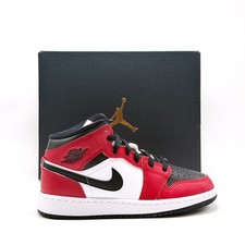 NEW Big Kids' Air Jordan 1 Mid Shoes BLACK / GYM RED 554725 069
