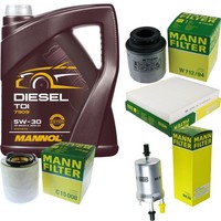 Inspektionspaket 5L Mannol Diesel TDI 5W-30 FüR VW Polo 1.2 TSI Seat Ibiza IV