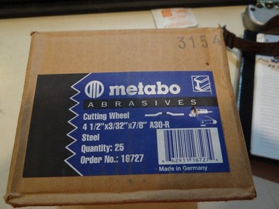 25 Pc. METABO CUTTING WHEEL 4 1/2'' x 3/32'' x 7/8'' A30-R 14815 Germany