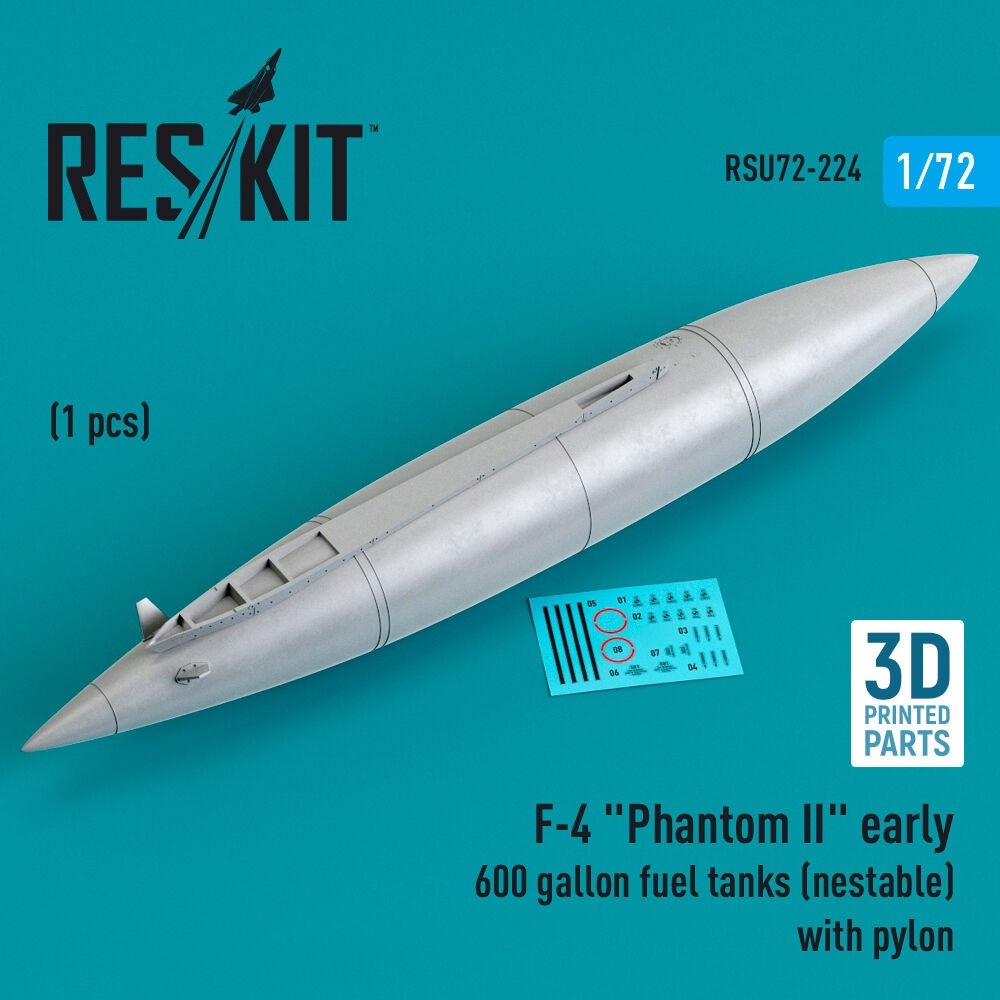 ResKit RSU72-0224 1:72 F-4 Phantom II Early 600-Gallon Fuel Tanks (Nestable) Kit