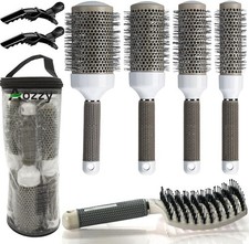 Aozzy 5pcs Pottery Lonic Round Hair Brush Set for Blow Drying, Curling, Profess