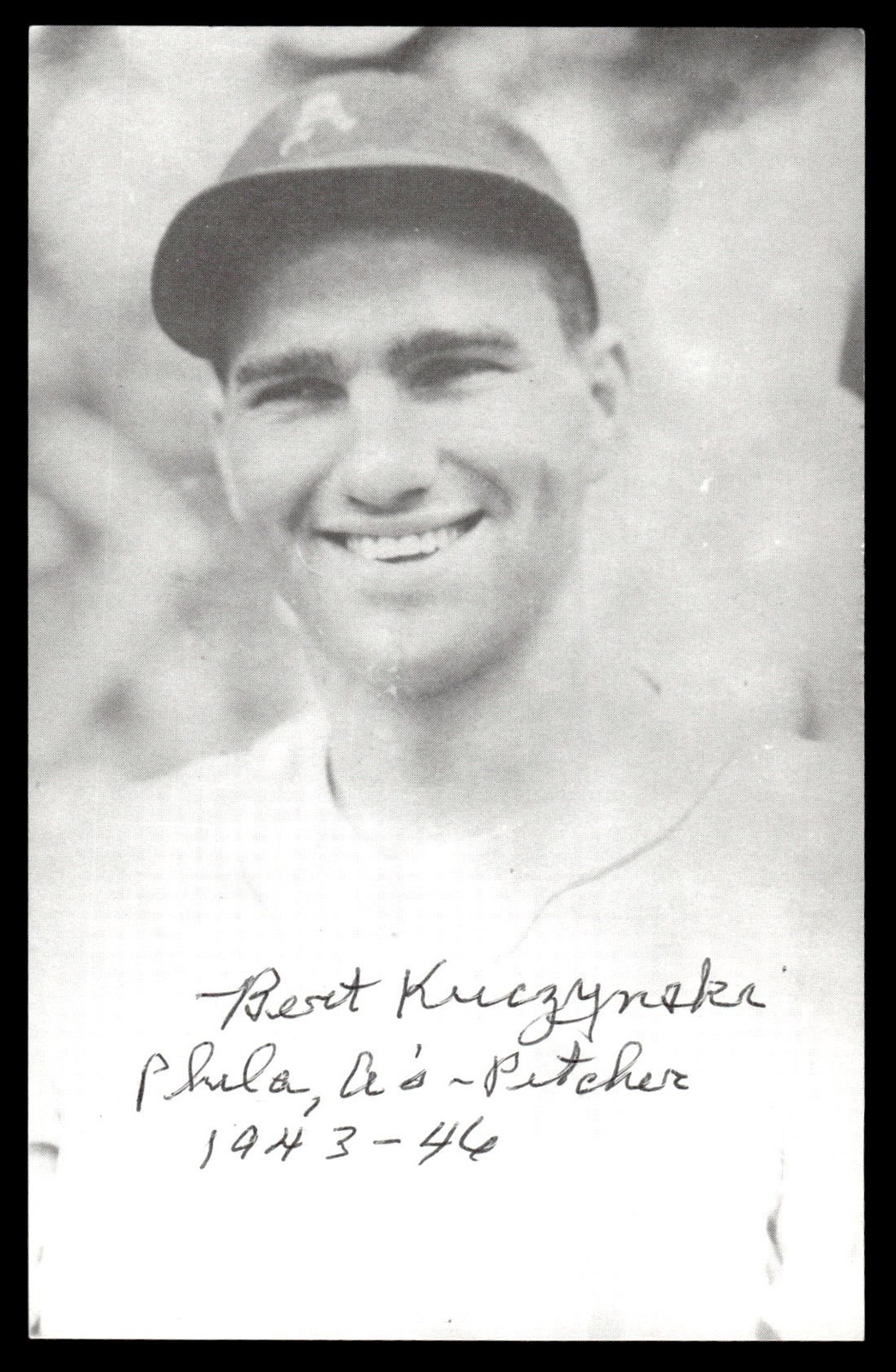 Bert Kuczynski Athletics Baseball Signed 3.5x5 Paper Photo JSA COA *XX3078