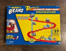NEW Mighty Beanz Ultimate Jump Park Racetrack Includes 2 Rare Racing Beanz