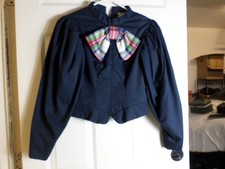 Vtg Navy Victorian Ruffle Academia Blouse Top Renaissance Parisian Steampunk S