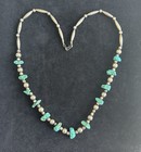 VTG Navajo/Zuni Sterling Silver Bench Beads & Turquoise W/Pyrite Flecks Necklace — photo 1