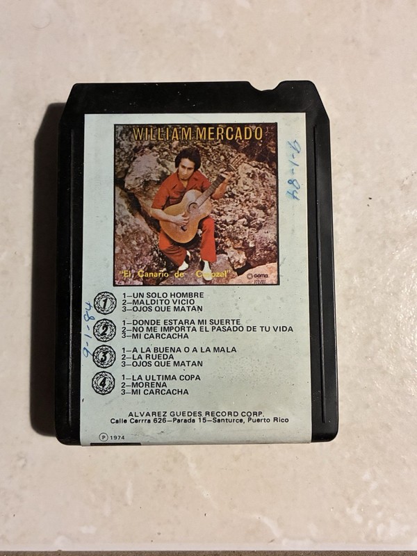 William Mercado El Canario De Corozal - Gema Records 8 Track Cartridge Tape 
