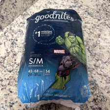 Goodnites Nighttime Underwear Hulk Design Boys 43-68 lbs 14 Count New In Package
