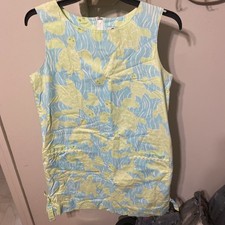 Lilly Pulitzer Dress Sea Turtle Print w Floral Trim Details Lined Cotton Size 8
