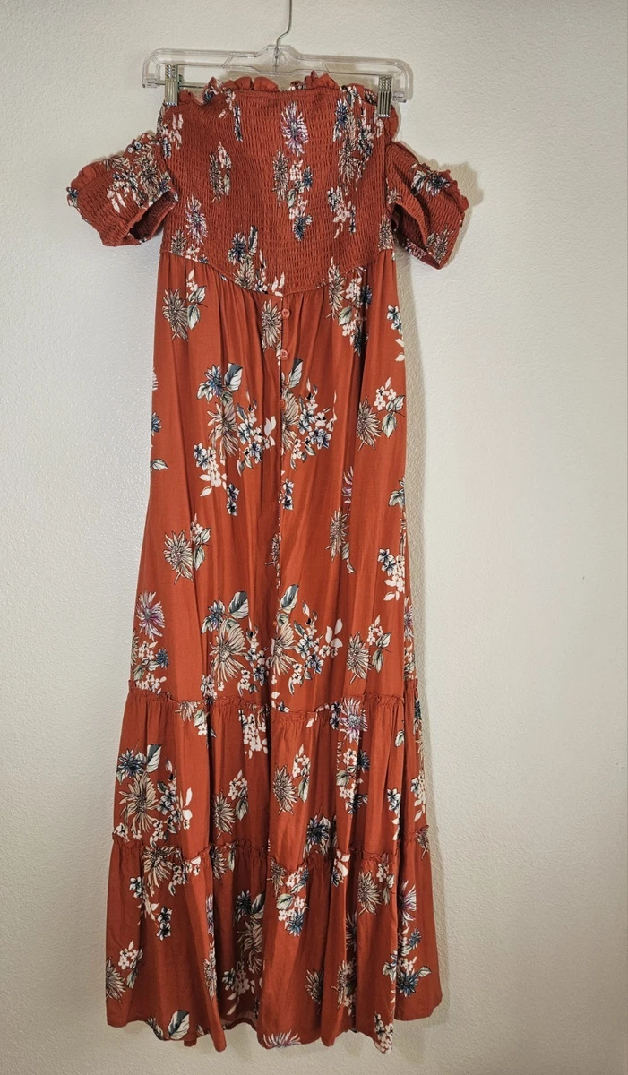 xhilaration off the shoulder dress Xhilaration Women's Floral Off the Shoulder High Low Hem Maxi Dress Biggybargains