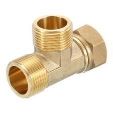 3/4" 3 Way Brass Tee Swivel Pipe Fitting Female x Male x Male T-Connector
