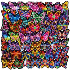 50 Pack Neon Butterfly Stickers for Laptop/Water Bottle/Phone Case/iPad/Kindle