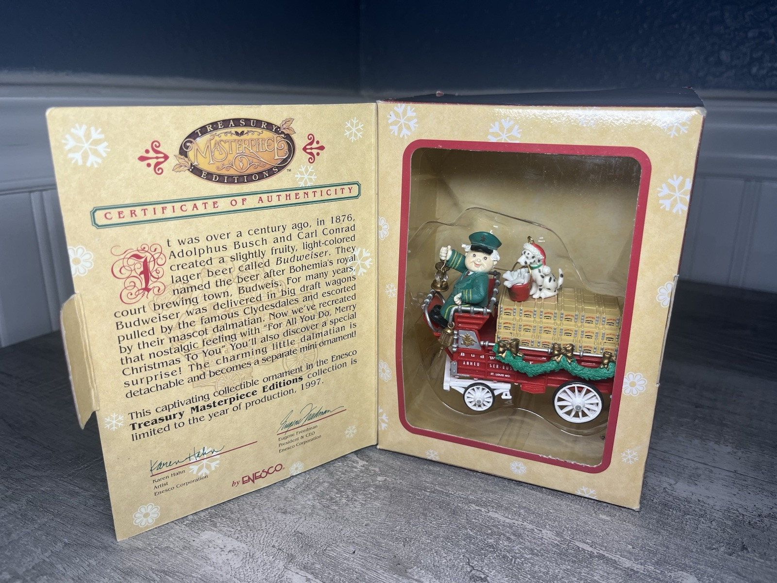 Enesco Treasury Editions Masterpiece 1997 Budweiser Wagon Ornament #290858 Boxed