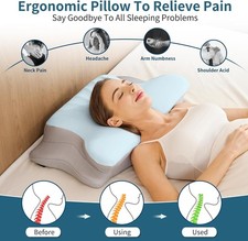 Cervical Neck Pillow for Pain Relief - Ergonomic Memory Foam Pillows for Sleepin