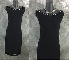BEAUTIFUL St John knit collection black embellished dress size 10