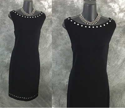 BEAUTIFUL St John knit collection black  embellished dress size 10