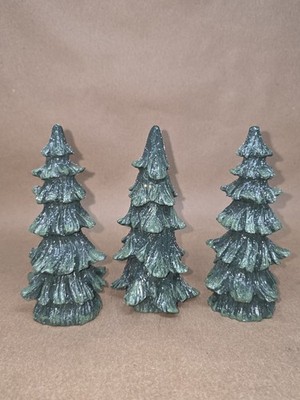 Lot of 3 Resin Glitter Sparkle Christmas Table Top 6'' Trees