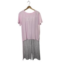 RAE DUNN Pink  Gray SNOOZE Lightweight Fun 2 Piece Pajama Set Women's XL NEW