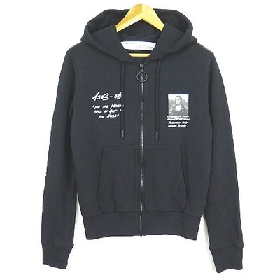 Mens Off-White Off White OFF WHITE MONNALISA ZIPPED HOODIE Parka Zip Up XS Black