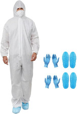 2 Sets Hazmat Suits, Disposable Coveralls with Hood with Shoe Covers and Gloves,