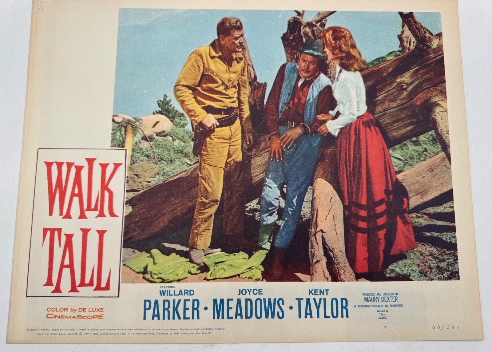 1960 Walk Tall Lobby Card #7 Western Willard Parker Joyce Meadows 11x14
