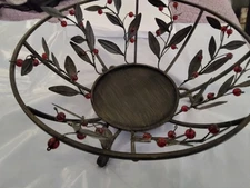 Decorative Metal Basket With Berries and Leaves (10 inches)