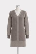 LORENA ANTONIAZZI knit sweater dress in a grey and beige stripe, size 12, NEW