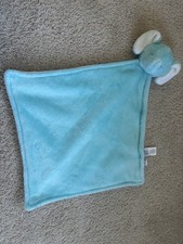 Carters Elephant Plush White Aqua Blue Teal Baby Blanket Security Lovey 12"