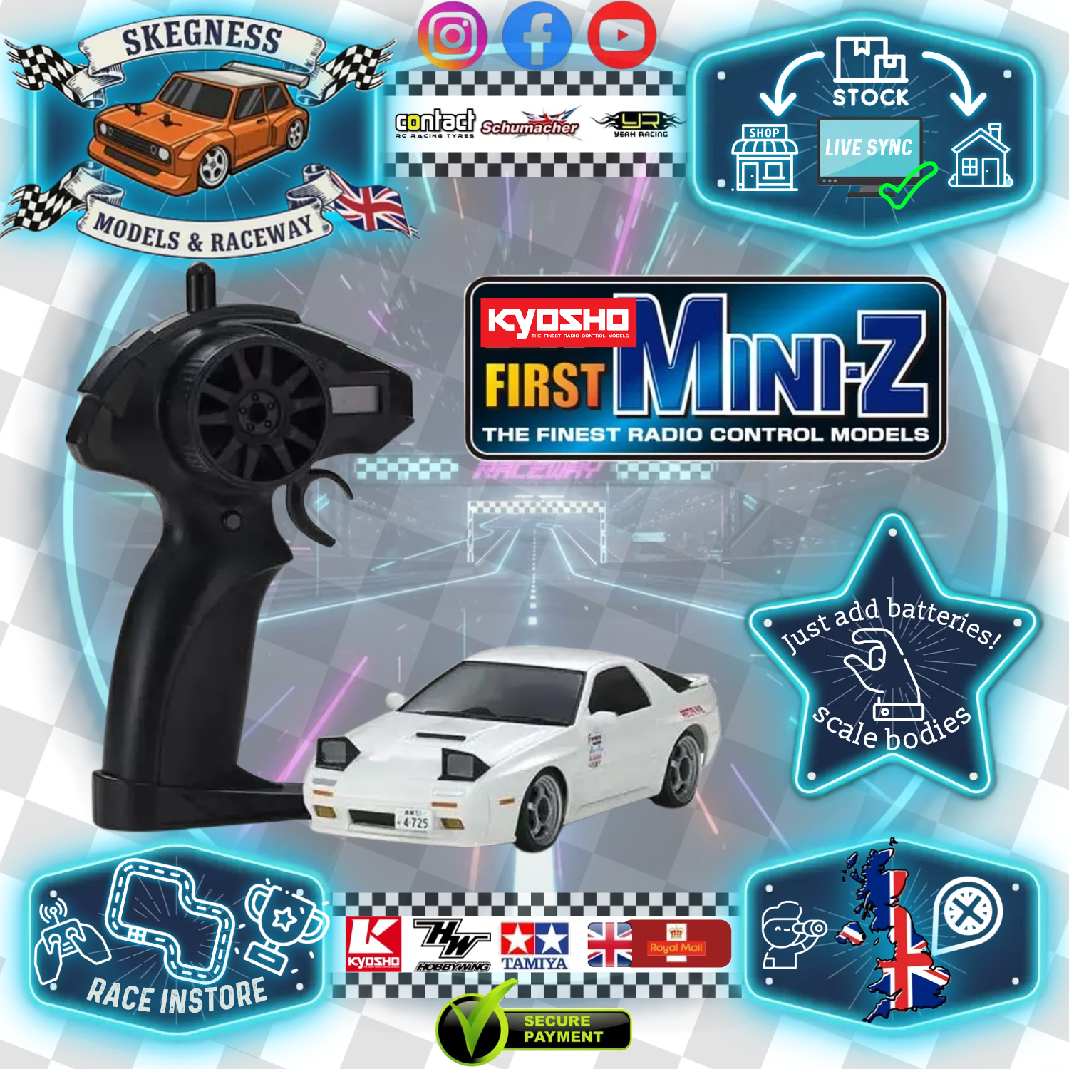Kyosho - My First Mini-Z 1:28 Initial-D Mazda Savanna RX-7 FC3S WH (1:24th Class