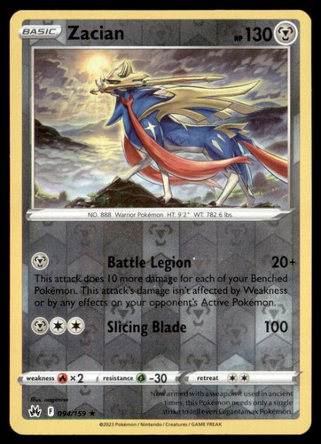 Pokemon Zacian 094/159 Crown Zenith Reverse Holo