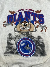 New York Giants Sweatshirt Crewneck NFL Taz Looney Tunes QT4913