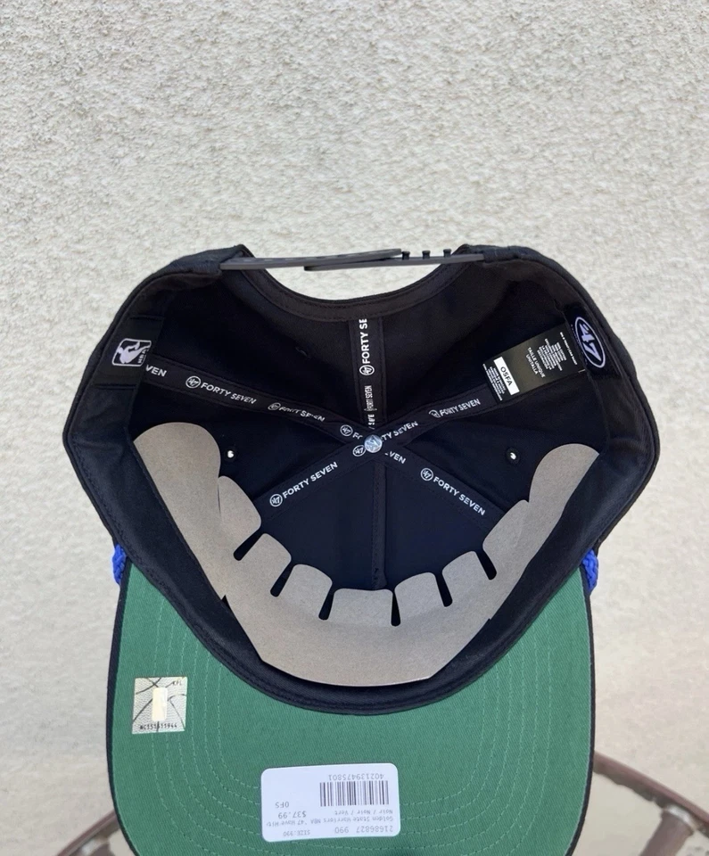 Golden State Warriors Snapback Sombrero Retro Onda Logo Cuerda Negro Enganche 47 Marca Foto 3 de 4