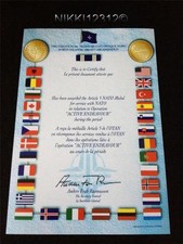 NATO ARTICLE 5 ACTIVE ENDEAVOUR MEDAL CERTIFICATE IN MINT CONDITION