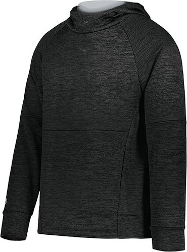 Holloway Boys Youth All-pro Performance Fleece Hoodie, Black Heather/Silver, S - Picture 2 of 2