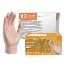 GPX3 Vinyl Gloves Clear 3 Mil Industrial Latex-Free, food-safe, Case of 1000